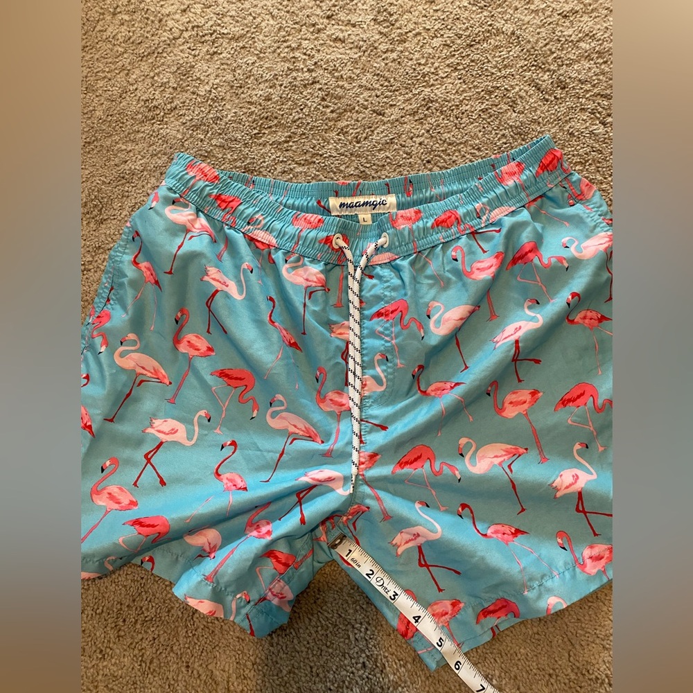 Large mesh lined swim trunk, worn 1x